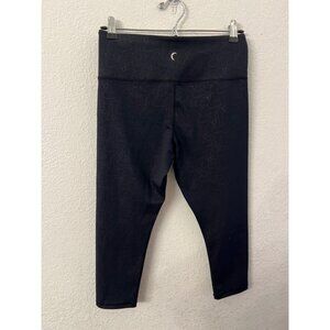 Zyia paisley cropped black leggings women size 8-10